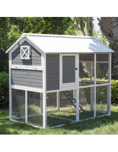 Poulailler Huguette l.128 x l.20,83 x H. 183 cm - Pour 6-8 poules  Poulailler