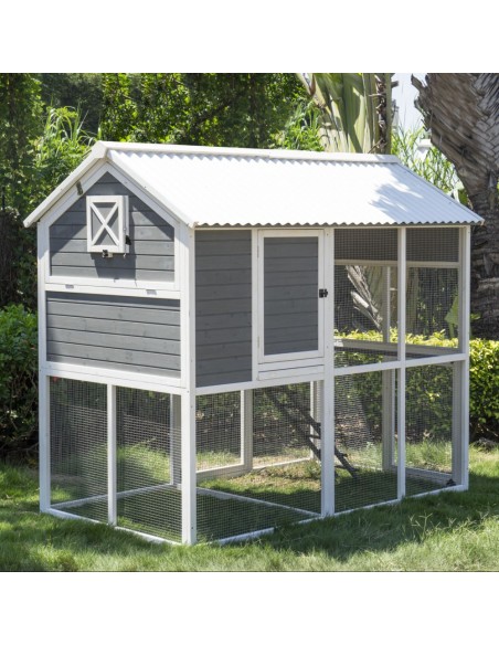 Poulailler Huguette l.128 x l.20,83 x H. 183 cm - Pour 6-8 poules  Poulailler