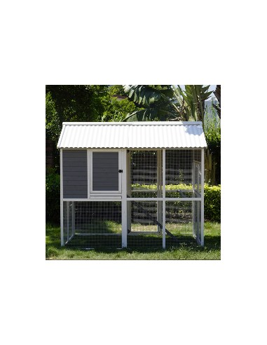 Poulailler Huguette l.128 x l.20,83 x H. 183 cm - Pour 6-8 poules  Poulailler