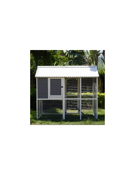 Poulailler Huguette l.128 x l.20,83 x H. 183 cm - Pour 6-8 poules  Poulailler