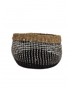 Cache-pot en jonc de mer et cordes noires - Jardiland Jardiland Cache-pots