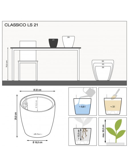 Pot à Réserve d'eau Classico Blanc - LECHUZA Lechuza Pot à réserve d'eau