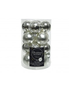 Pack de 16 boules en verre Argent Kaemingk Décoration Noël Chic