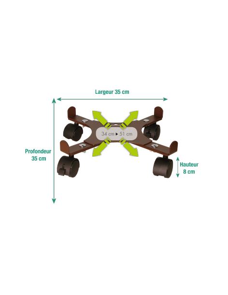 Roule plante extensible 4 roulettes fer vieilli Louis Moulin Roule plante et supports pot à roulettes 2
