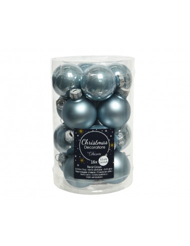 Pack de 16 boules en verre Bleu Kaemingk Décoration Noël Nature