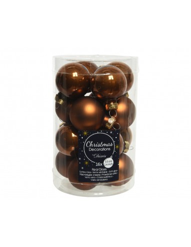 Pack de 16 boules en verre Cannelle Kaemingk Décoration Noël Tradition