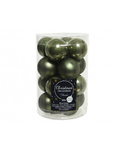 Pack de 16 boules en verre Vert Kaemingk Décoration Noël Tradition