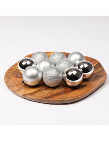 Pack de 10 Boules de Noël en Plastique Ø6cm - Argent Kaemingk Décoration Noël Chic