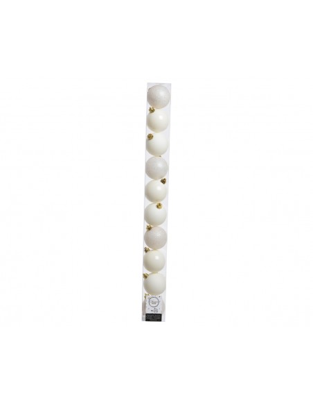 Pack de 10 Boules de Noël en Plastique Ø6cm - Blanc Kaemingk Décoration Noël Tradition