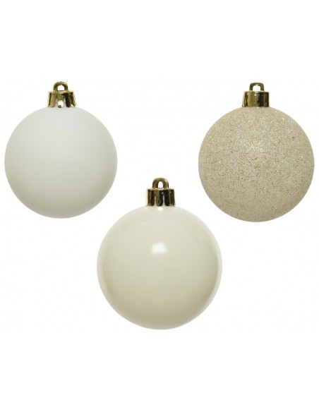 Pack de 10 Boules de Noël en Plastique Ø6cm - Blanc Kaemingk Décoration Noël Tradition