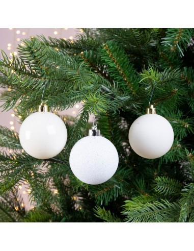 Pack de 10 Boules de Noël en Plastique Ø6cm - Blanc Kaemingk Décoration Noël Tradition