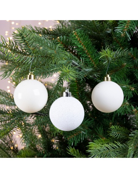 Pack de 10 Boules de Noël en Plastique Ø6cm - Blanc Kaemingk Décoration Noël Tradition