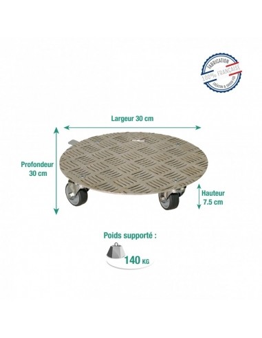 Support "Rond" 4 roulettes Louis Moulin Roule plante et supports pot à roulettes