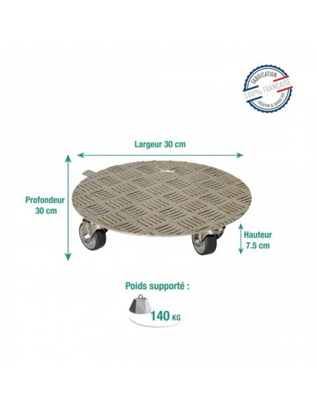 Support "Rond" 4 roulettes Louis Moulin Roule plante et supports pot à roulettes