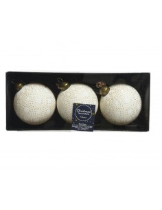 Pack de 3 Boules en verre Ø8cm - Crème Kaemingk Décoration Noël Nature