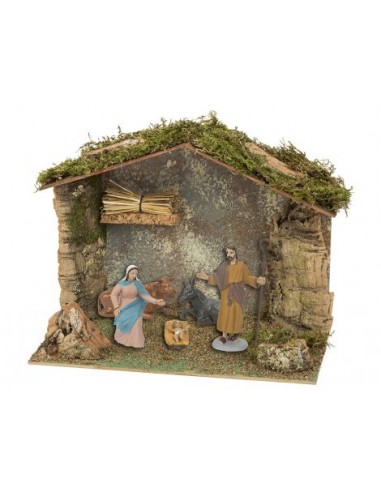 Crèche en liège avec Santons "Naissance" H.10cm - Oliver Oliver Crèches