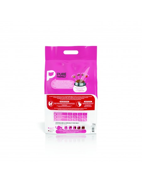 Croquettes boeuf chat adulte 7.5kg - PURE FAMILY
