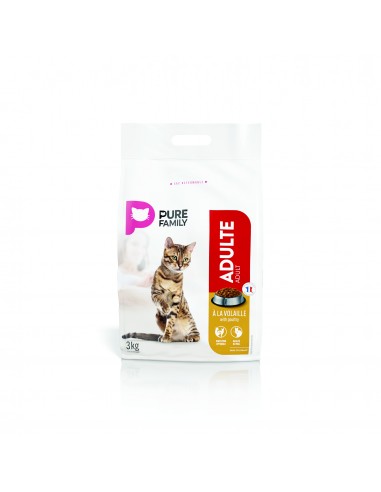 Croquettes volaille chat adulte 3kg - PURE FAMILY