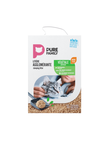 Litière végétale agglomérante bois 5L - Pure Family Pure Family Litières