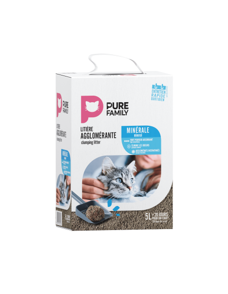 Litière minérale agglomérante 5L - Pure Family Pure Family Litières