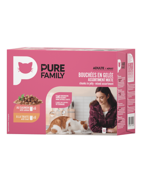 Bouchées en gelée assortiment mixte poissons - 12x100g - Pure Family Pure Family Boite et sachet fraîcheur