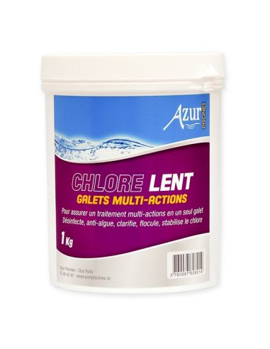 Chlore lent galets multi-actions 1kg - Azur Azur Piscine Produit d'entretien piscine