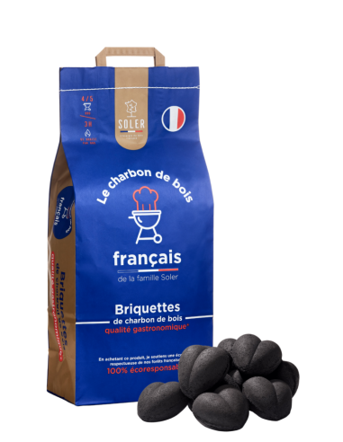 Briquettes de charbon de bois 7,5KG - Soler  Charbons de bois et allume-feux