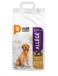 Croquettes Chien Allégé +10Kg Volaille 4Kg - Pure Family Pure Family Alimentation et croquette
