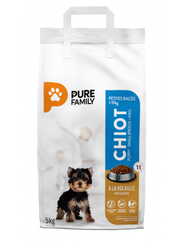 Croquettes Chiot Petite Race -10Kg Volaille 5Kg - Pure Family Pure Family Alimentation et croquette