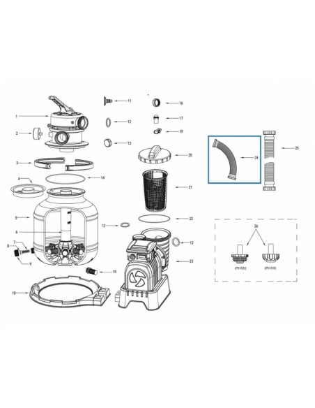 Tuyau d'interconnexion avec écrous pour filtre à sable - Bestway BestWay Filtres et pompes de piscine