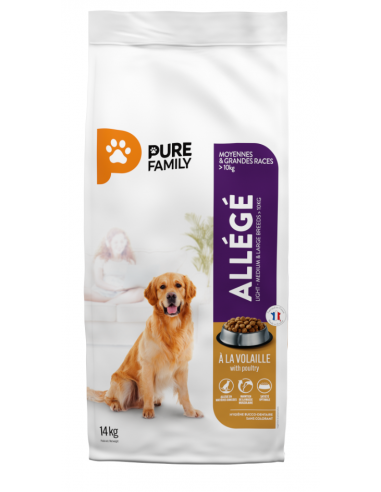 Croquettes Chien Allégé +10Kg Volaille 14Kg - Pure Family Pure Family Alimentation et croquette