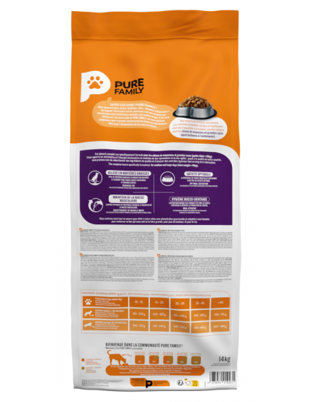 Croquettes Chien Allégé +10Kg Volaille 14Kg - Pure Family Pure Family Alimentation et croquette