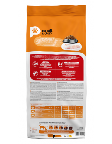 Croquettes Chien Adulte Moyen/Grand Boeuf 15Kg - Pure Family Pure Family Alimentation et croquette