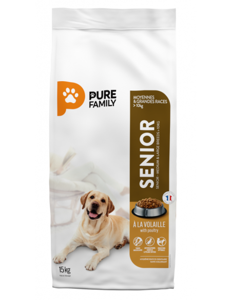 Croquettes Chien Sénior +10Kg Volaille 15Kg - Pure Family Pure Family Alimentation et croquette