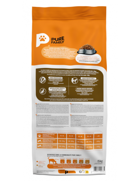 Croquettes Chien Sénior +10Kg Volaille 15Kg - Pure Family Pure Family Alimentation et croquette