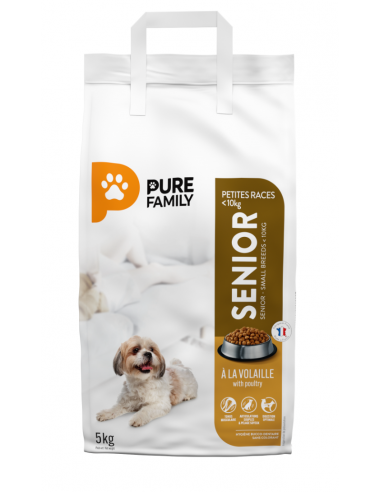 Croquettes Petit Chien Sénior -10Kg Volaille 5Kg - Pure Family Pure Family Alimentation et croquette