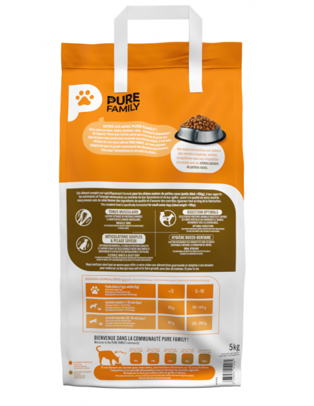Croquettes Petit Chien Sénior -10Kg Volaille 5Kg - Pure Family Pure Family Alimentation et croquette