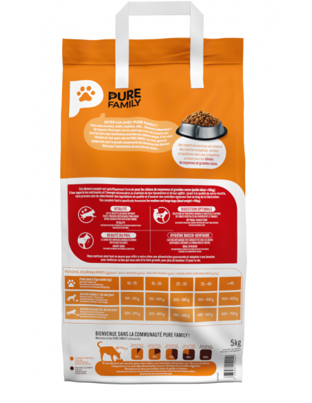 Croquettes Chien Adulte +10Kg Boeuf 5Kg - Pure Family Pure Family Alimentation et croquette