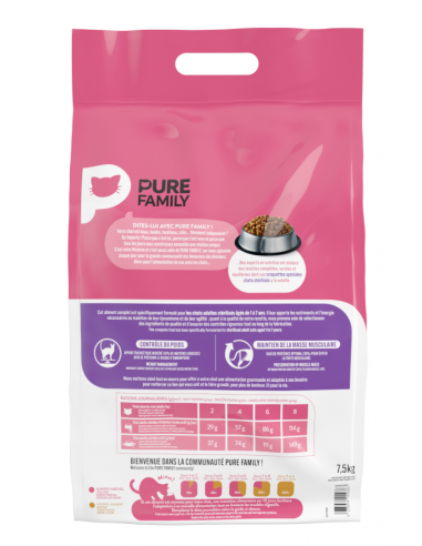 Croquettes Chat Stérilisé Volaille 7,5Kg - Pure Family Pure Family Croquettes