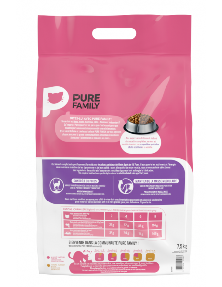 Croquettes Chat Stérilisé Volaille 7,5Kg - Pure Family Pure Family Croquettes
