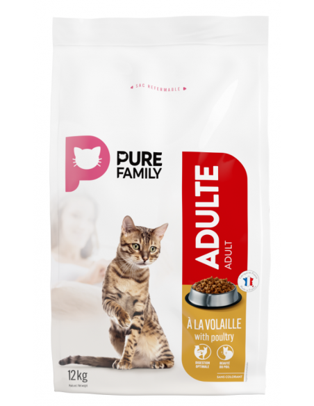 Croquettes Chat Adulte Volaille 12Kg - Pure Family Pure Family Croquettes