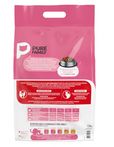 Croquettes Chat Adulte Volaille 7,5Kg - Pure Family Pure Family Croquettes