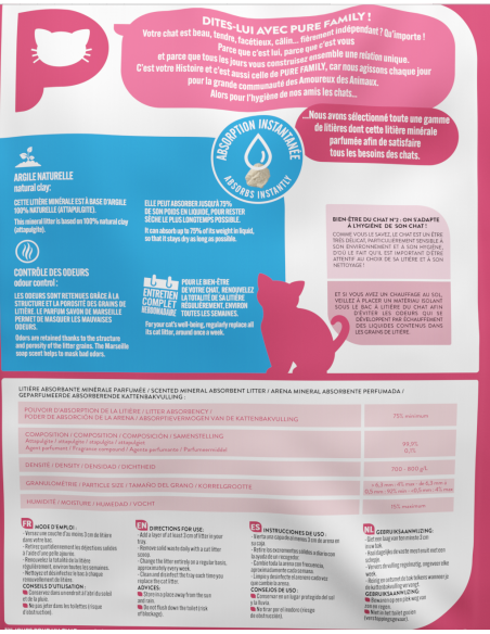 Litière Minérale Parfumée 10L - Pure family Pure Family Litières