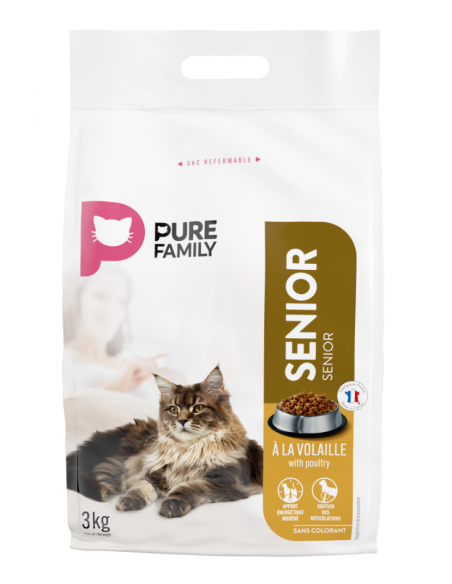 Croquettes Chat Sénior Volaille 3Kg - Pure Family Pure Family Croquettes