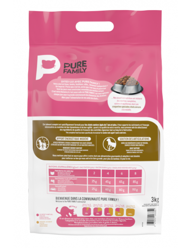 Croquettes Chat Sénior Volaille 3Kg - Pure Family Pure Family Croquettes