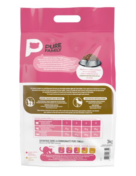 Croquettes Chat Sénior Volaille 3Kg - Pure Family Pure Family Croquettes