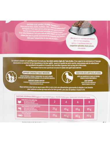 Croquettes Chat Sénior Volaille 3Kg - Pure Family Pure Family Croquettes