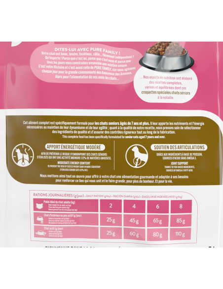 Croquettes Chat Sénior Volaille 3Kg - Pure Family Pure Family Croquettes