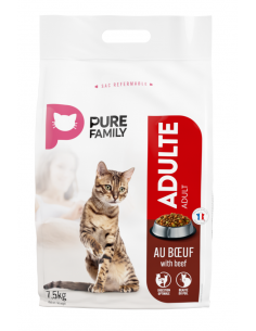 Croquettes Chat Adulte Boeuf 7,5Kg - Pure Family Pure Family Croquettes