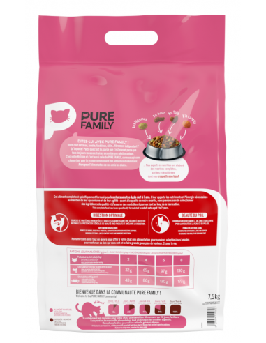 Croquettes Chat Adulte Boeuf 7,5Kg - Pure Family Pure Family Croquettes
